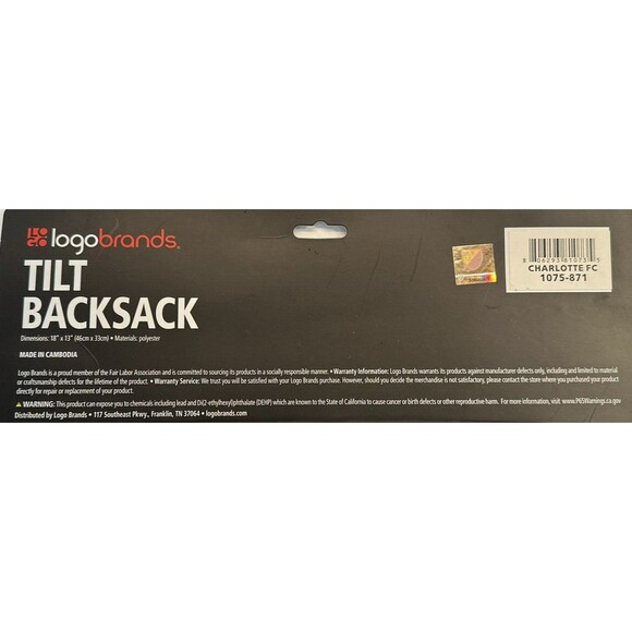 Logo Brands Tilt Back Sack MLS Charlotte Football Club 18" X 13" - Picture 5 of 5